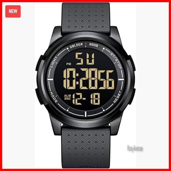 Ultra-Thin Digital Sports Watch Waterproof Rubber Strap 43mm Case